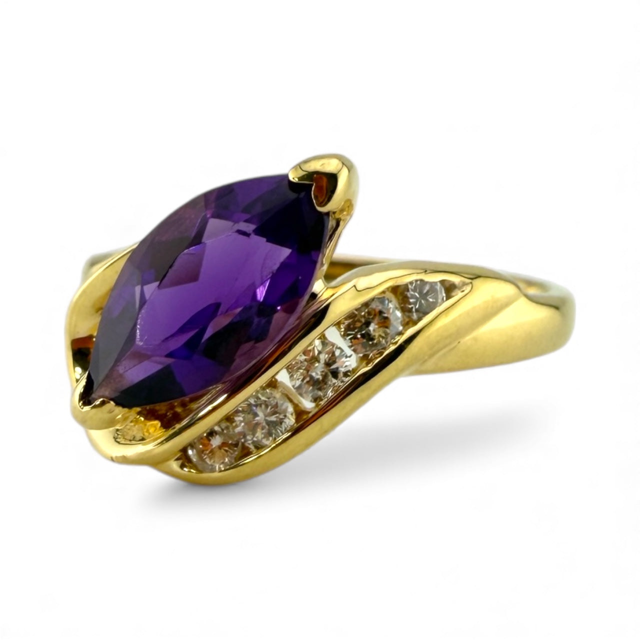 Yellow 14K Amethyst & .13CTW Diamond Ring