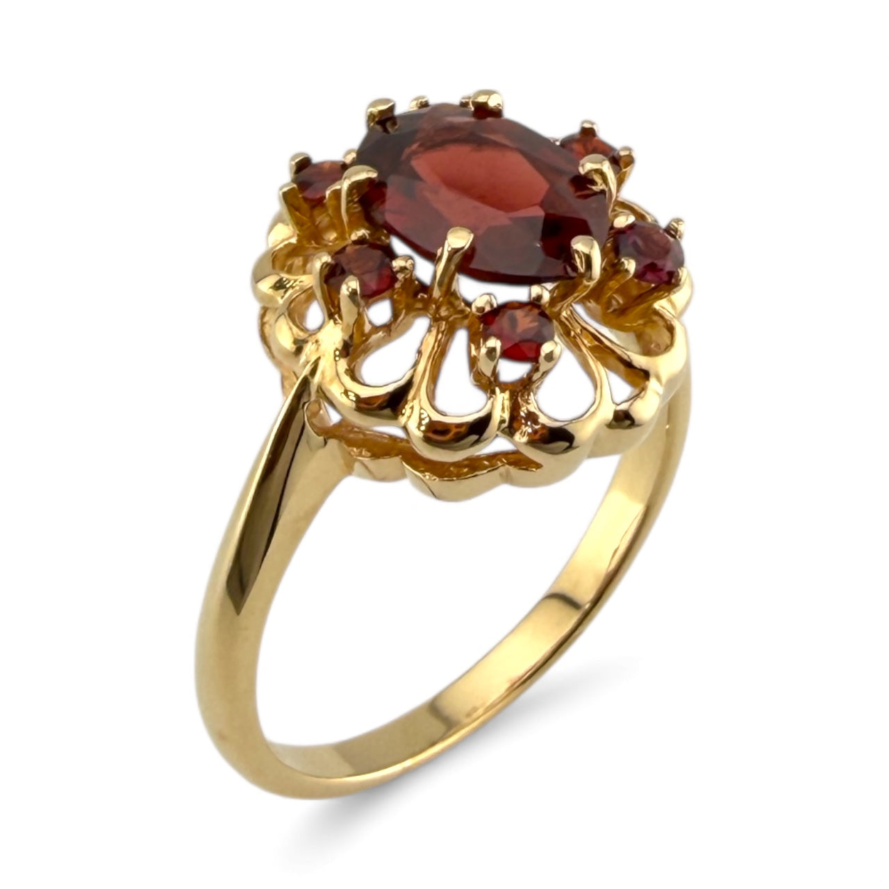 Yellow 10K Garnet Ring