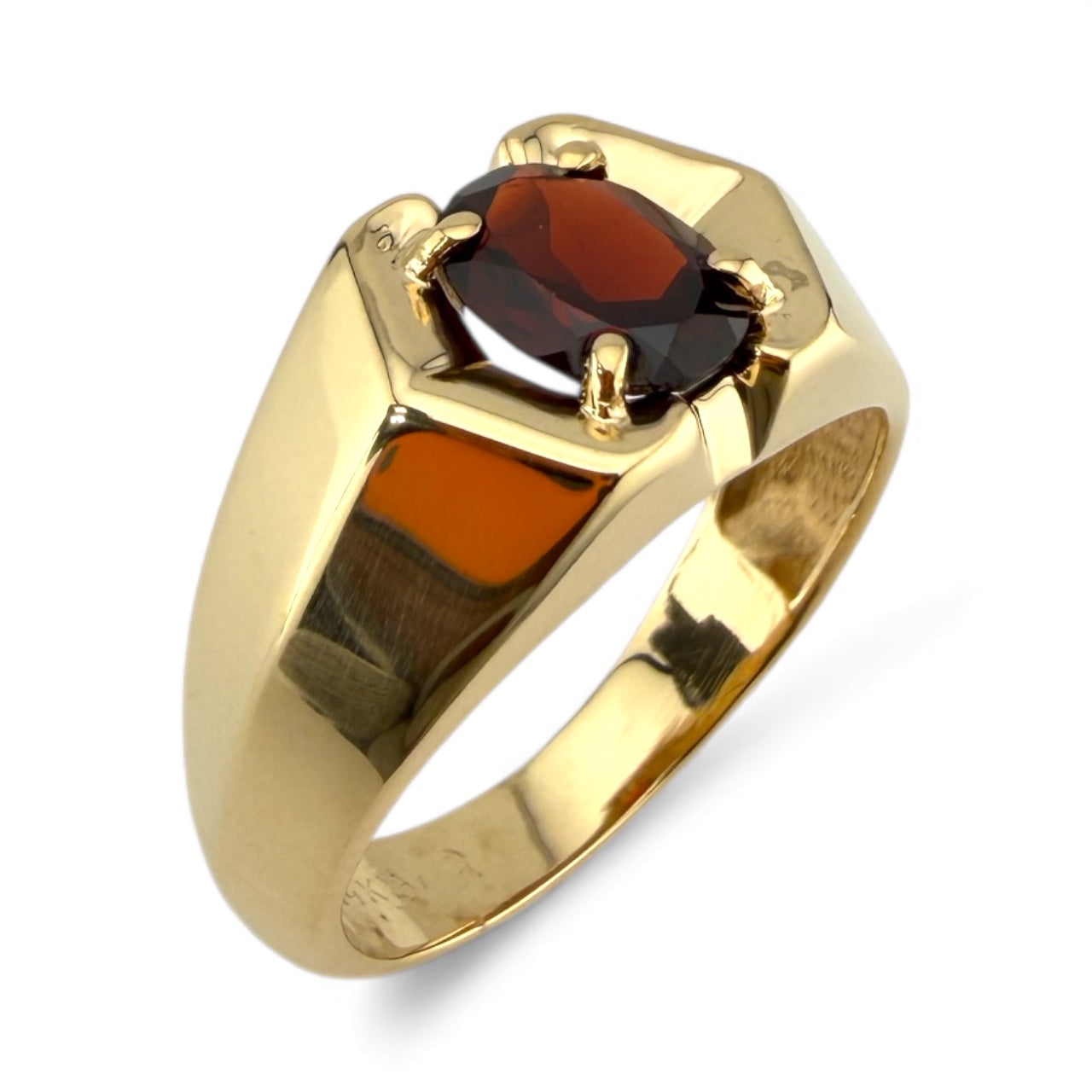 Yellow 14K Garnet Ring