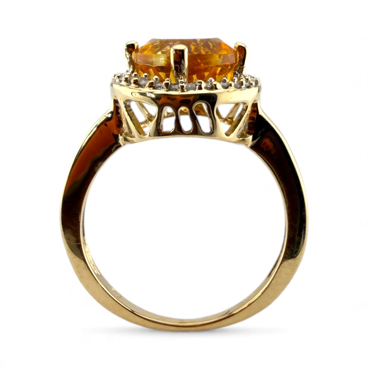 Yellow 10K Citrine & .14CTW Diamond Ring