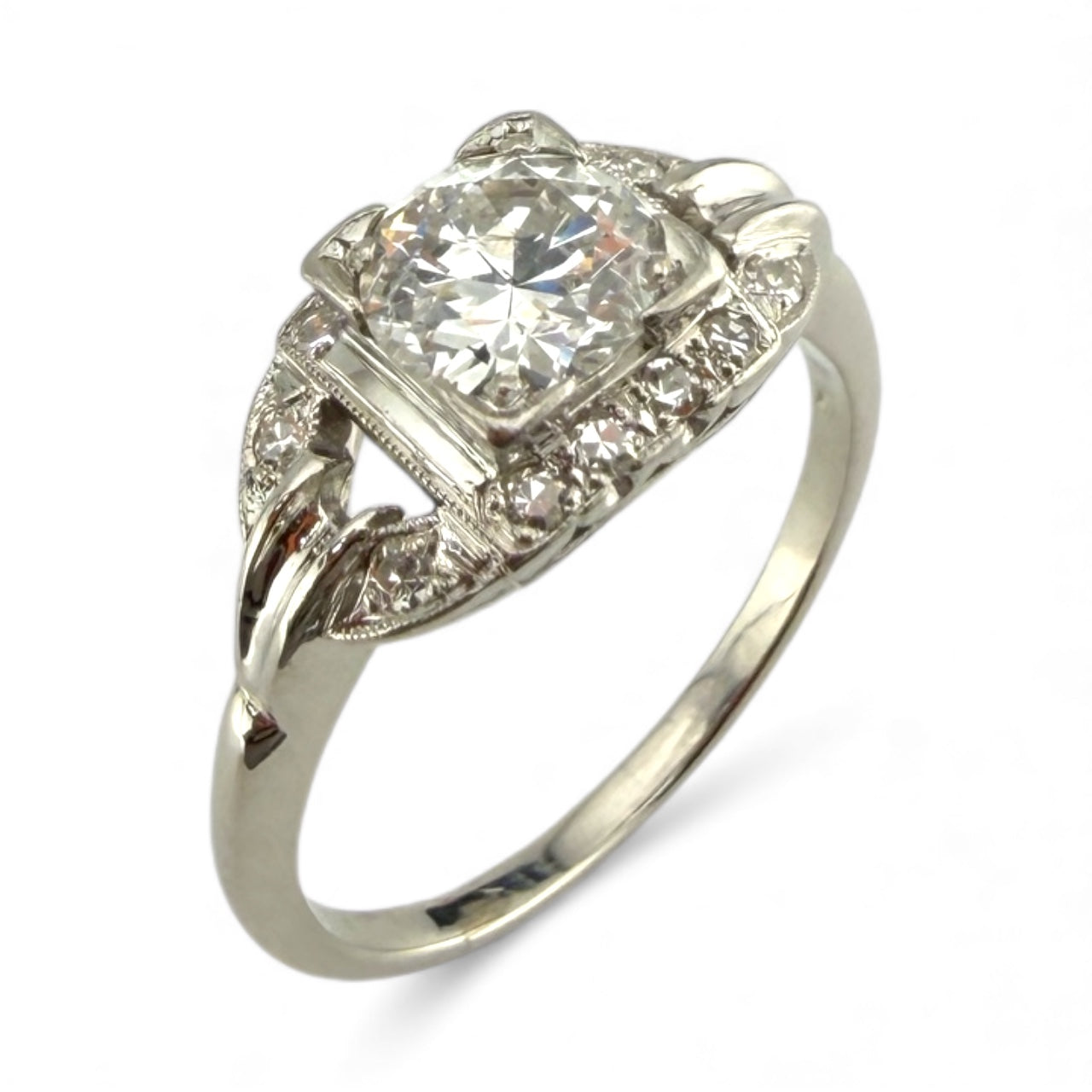 Platinum .95CT w/.12CTW Diamond Ring