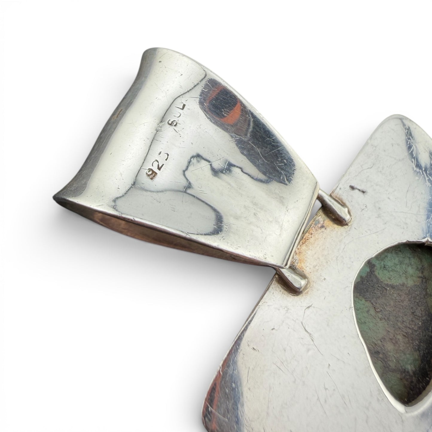 Sterling Silver Spiderweb Turquoise Pendant