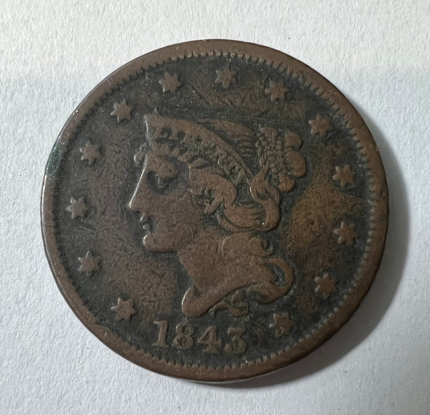1843 Large Cent VF-20
