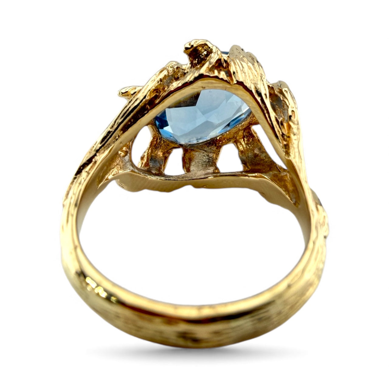 Yellow 14K London Blue Topaz Ring w/Twisted Branch Design