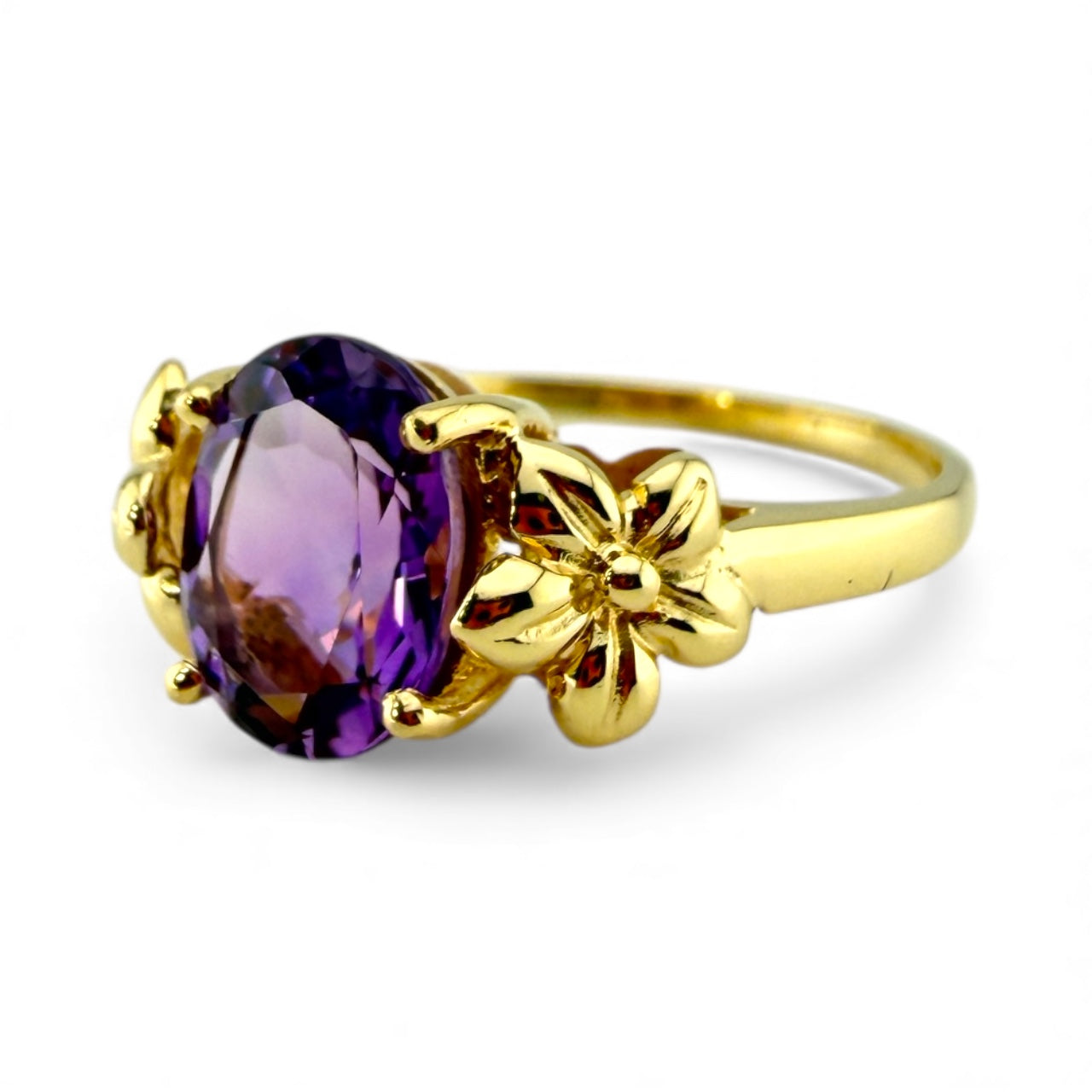 Yellow 14K Amethyst Floral Ring