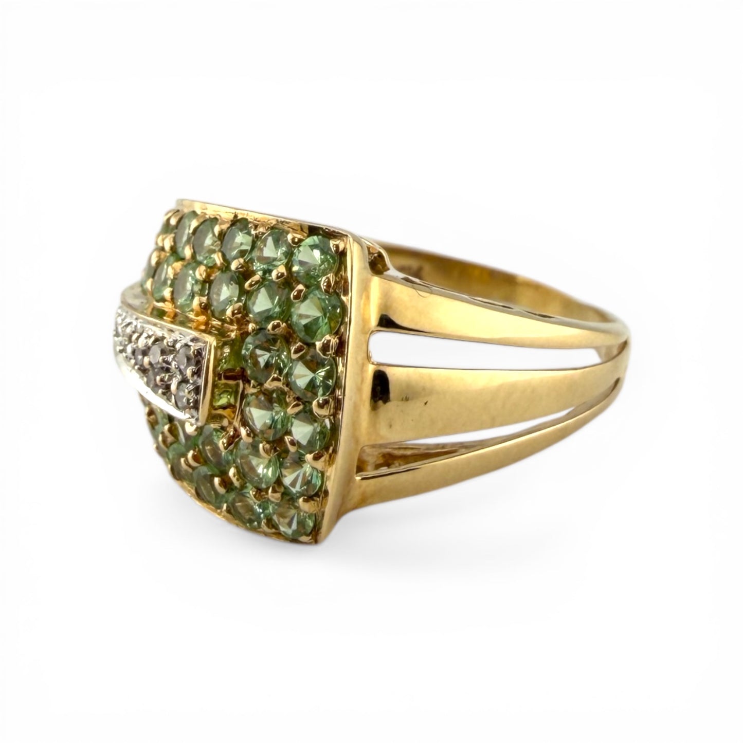Yellow 10K Multi-Stone Peridot & Diamond Ring