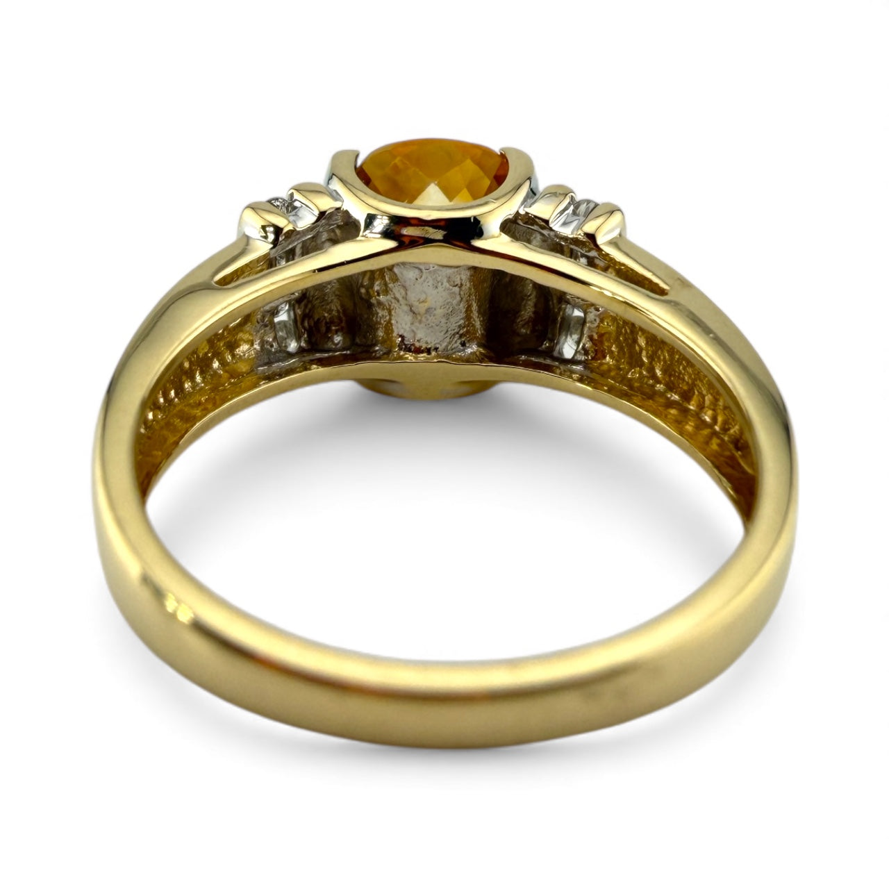 Yellow 14K Citrine & Diamond Ring