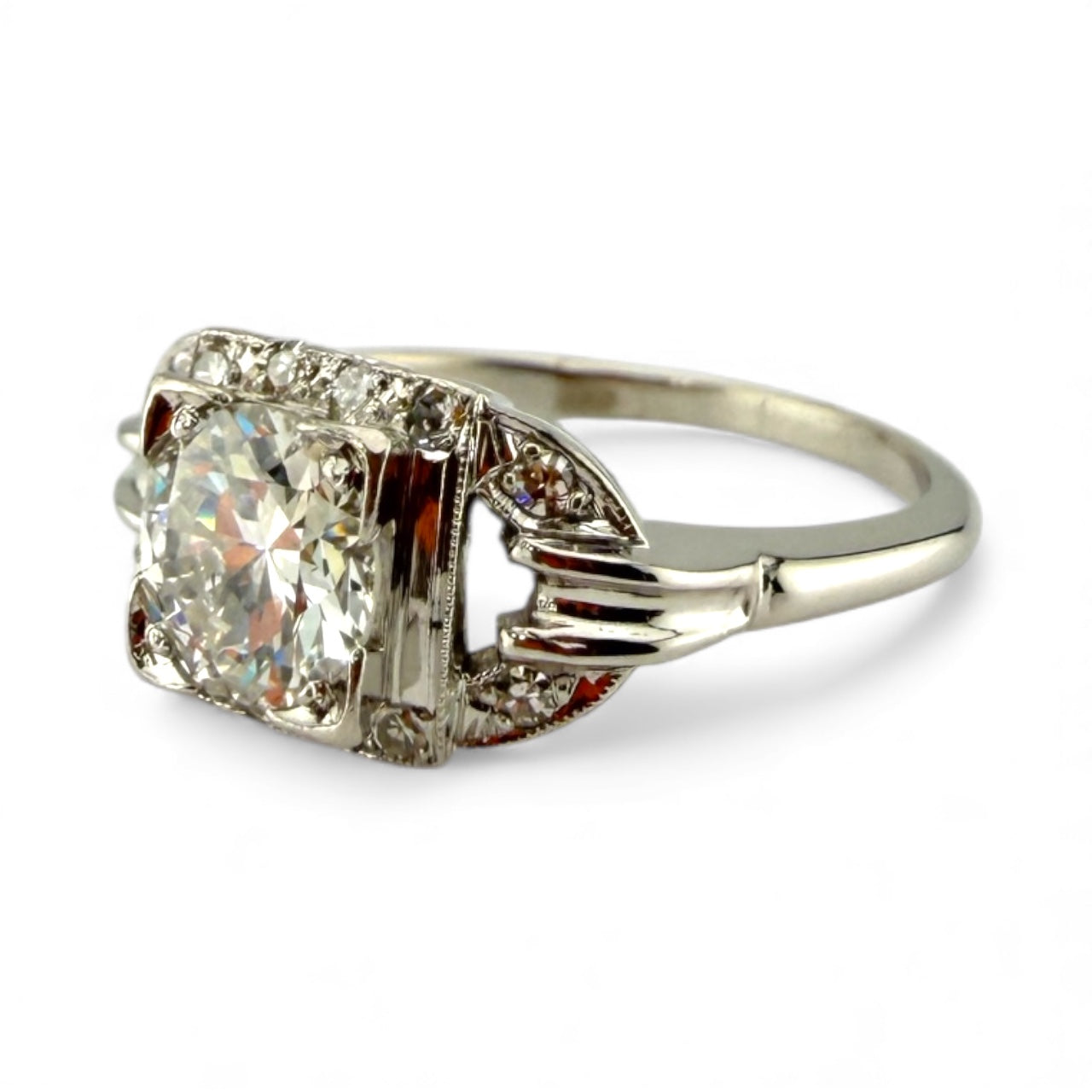 Platinum .95CT w/.12CTW Diamond Ring