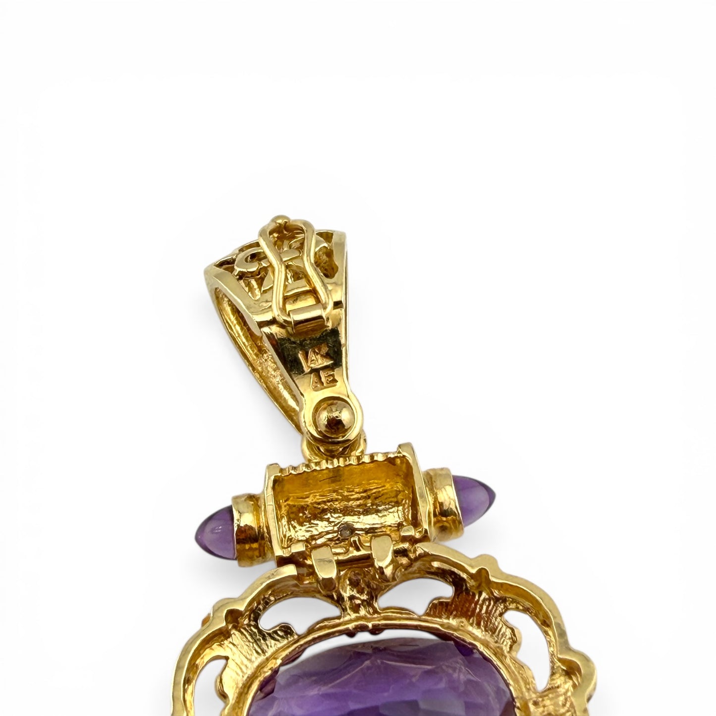 Yellow 14K Amethyst & Diamond Pendant