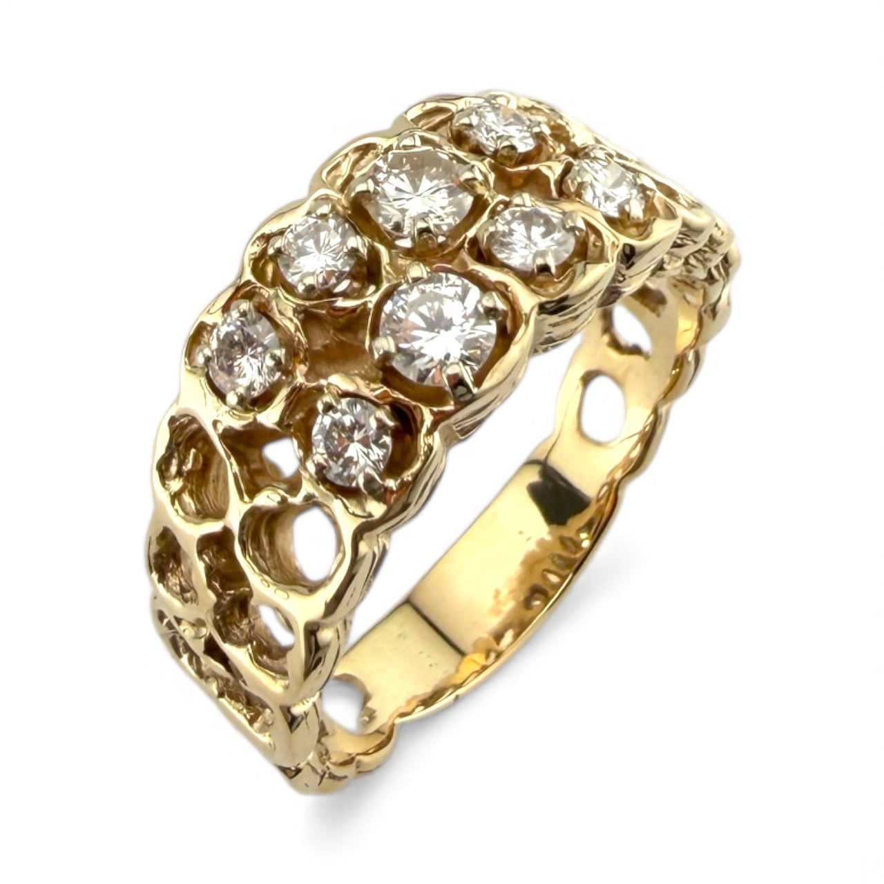 Yellow 14K .67CTW Diamond Nugget Style Ring