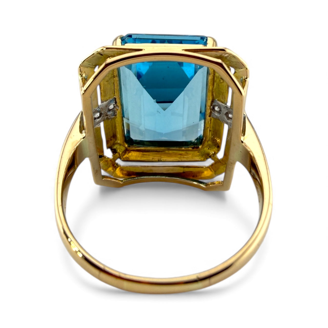 Yellow 14K Blue Topaz & .12CTW Diamond Ring