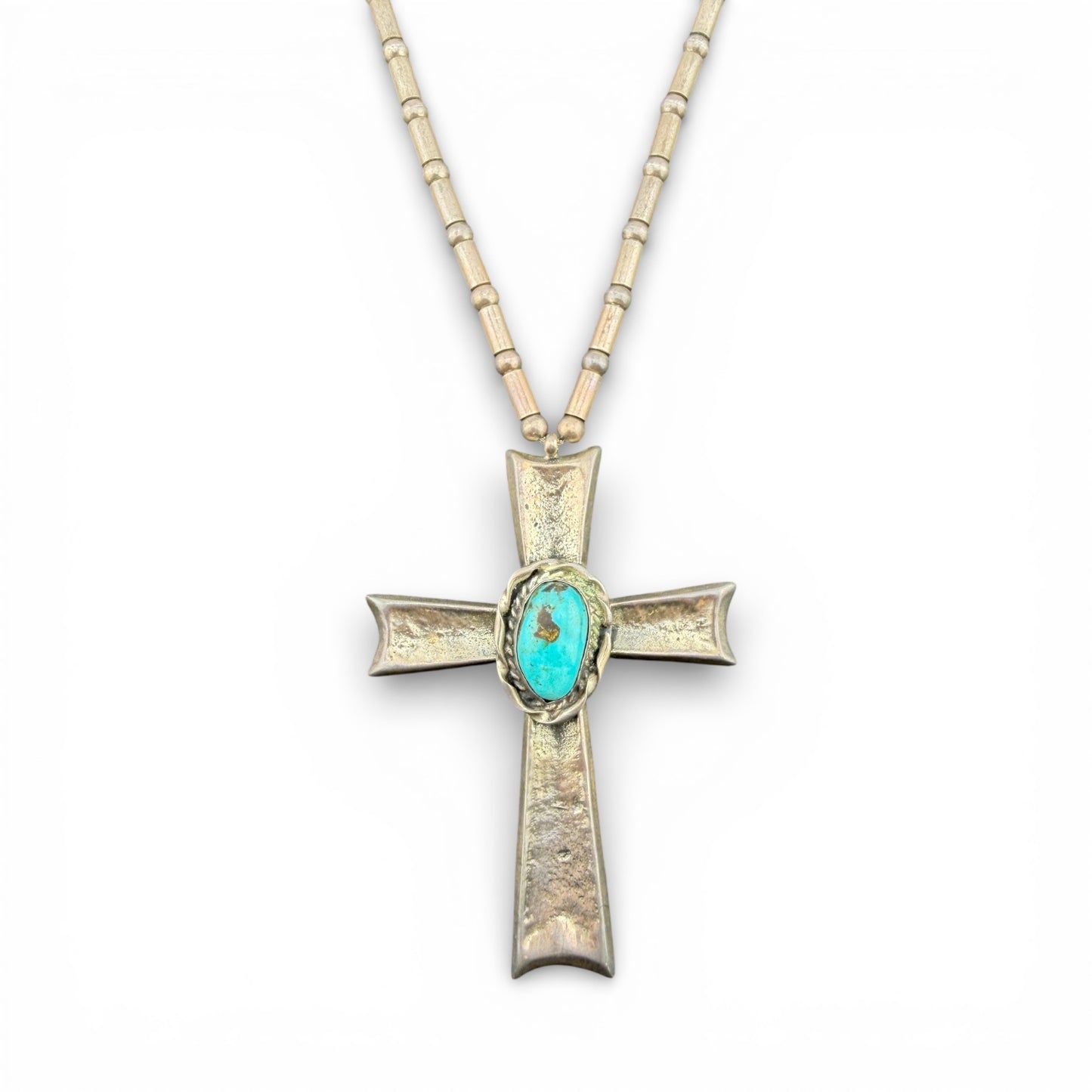 Sterling Silver Turquoise Cross Necklace