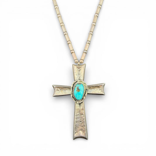 Sterling Silver Turquoise Cross Necklace