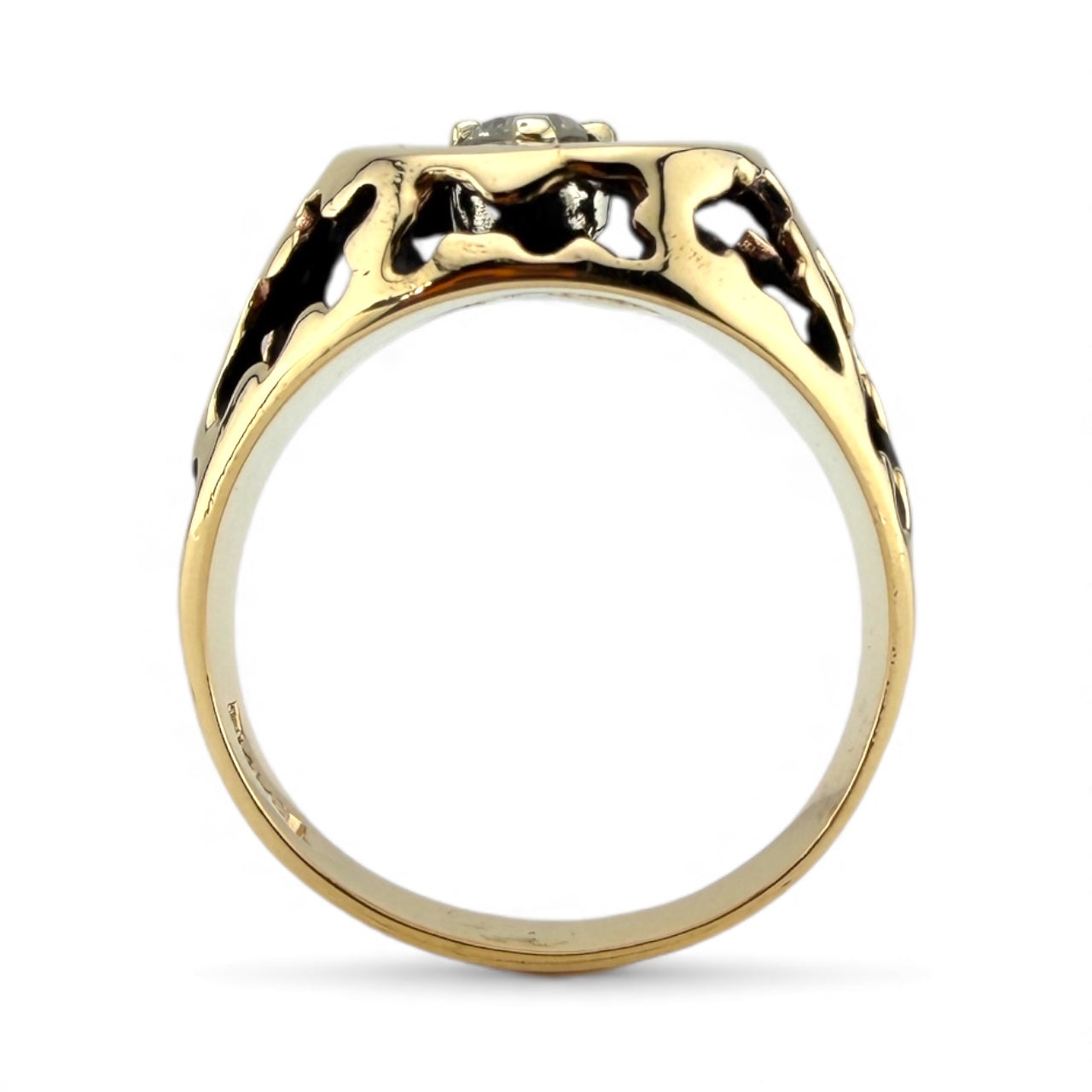 Yellow 14K .22CT Black Enameled Ring