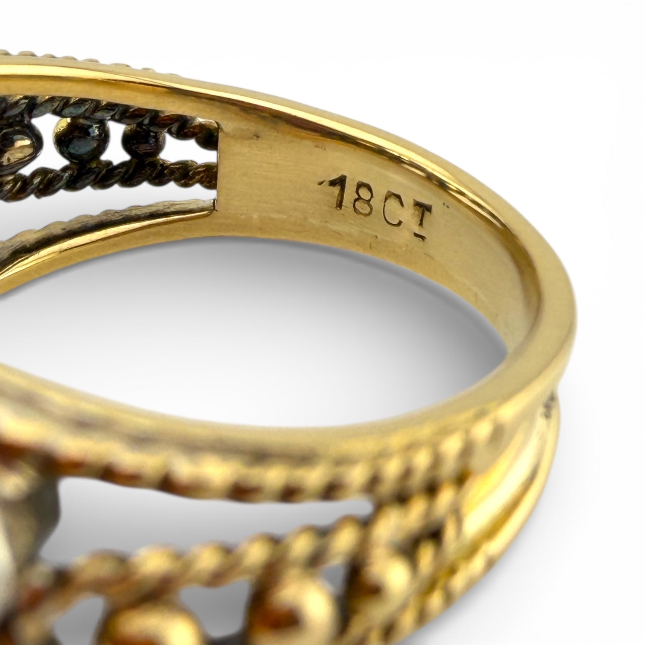 Yellow 18K Pearl w/Amethyst & .08CTW Diamond Ring