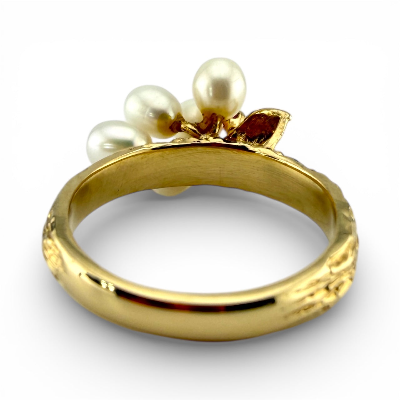 Yellow 14K Multi-Pearl & Ruby Ring