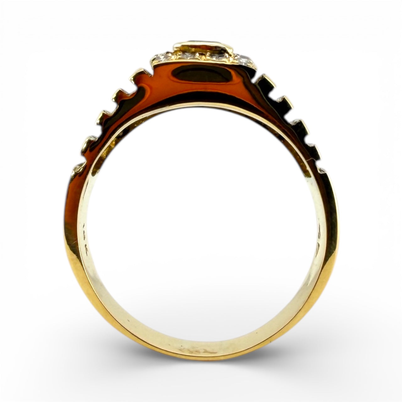 Yellow 18K Emerald & .15CTW Diamond Ring