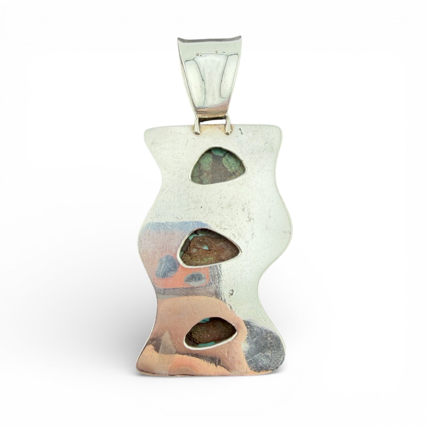 Sterling Silver Spiderweb Turquoise Pendant