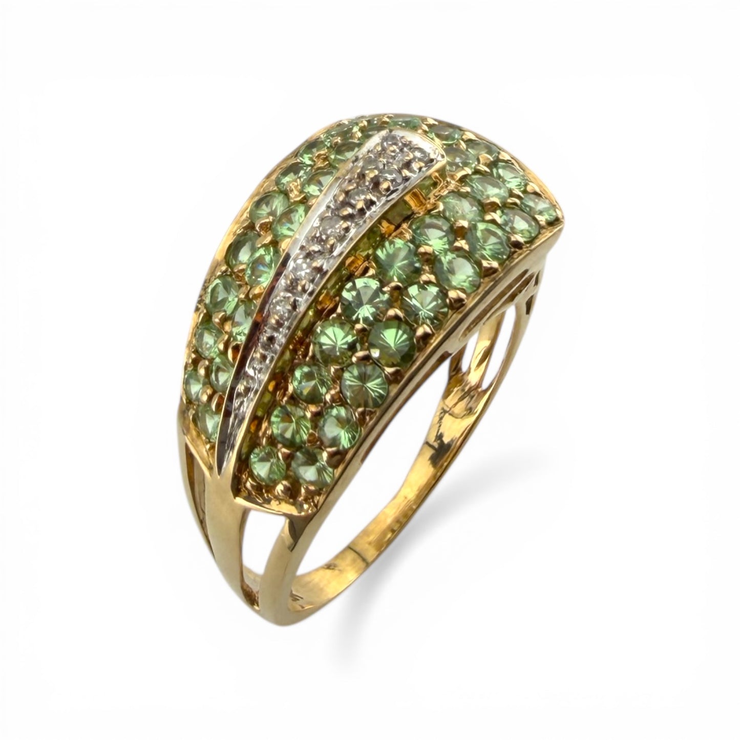 Yellow 10K Multi-Stone Peridot & Diamond Ring