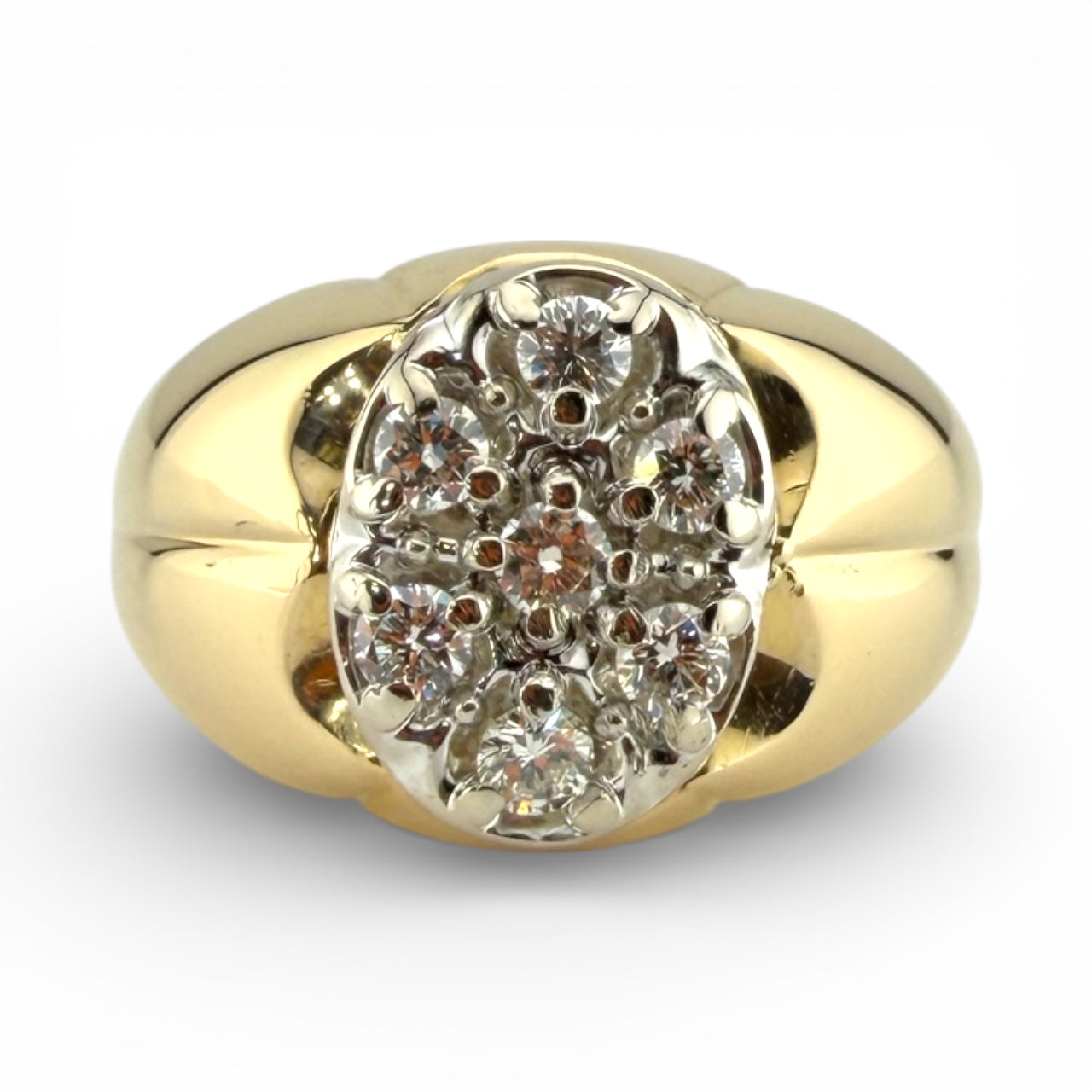 Yellow 14K .50CTW Diamond Cluster Ring