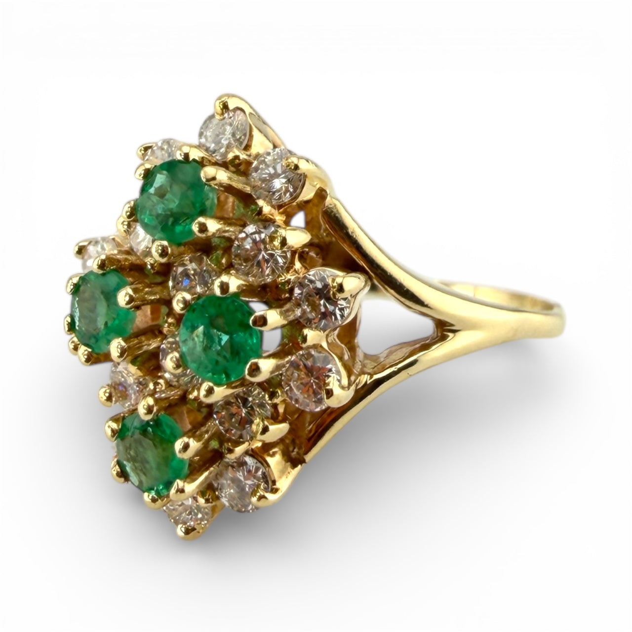 Yellow 14K Emerald & .56CTW Diamond Ring