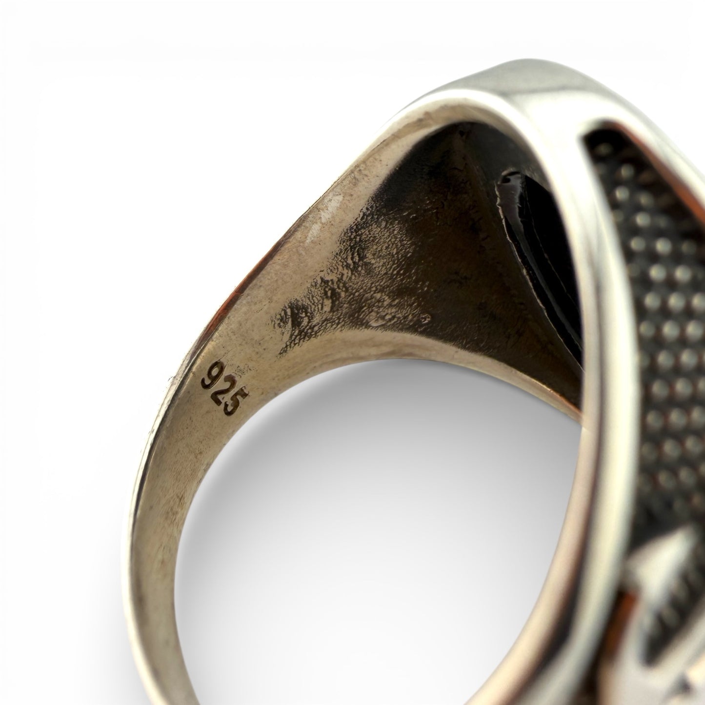 Sterling Silver Onyx Anchor Ring