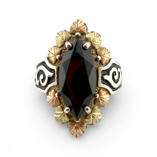 Sterling Silver & 12K Yellow Gold w/Onyx Ring