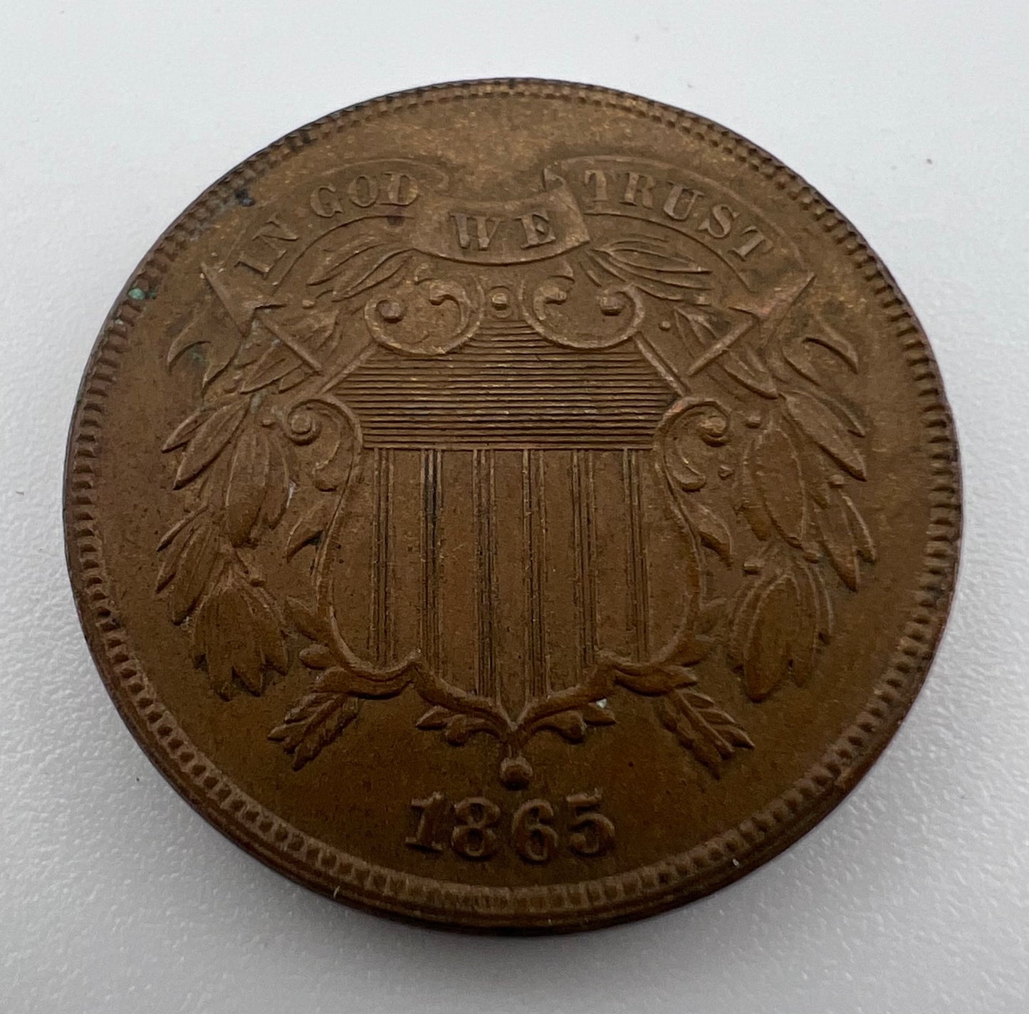 1865 2 Cents AU-50