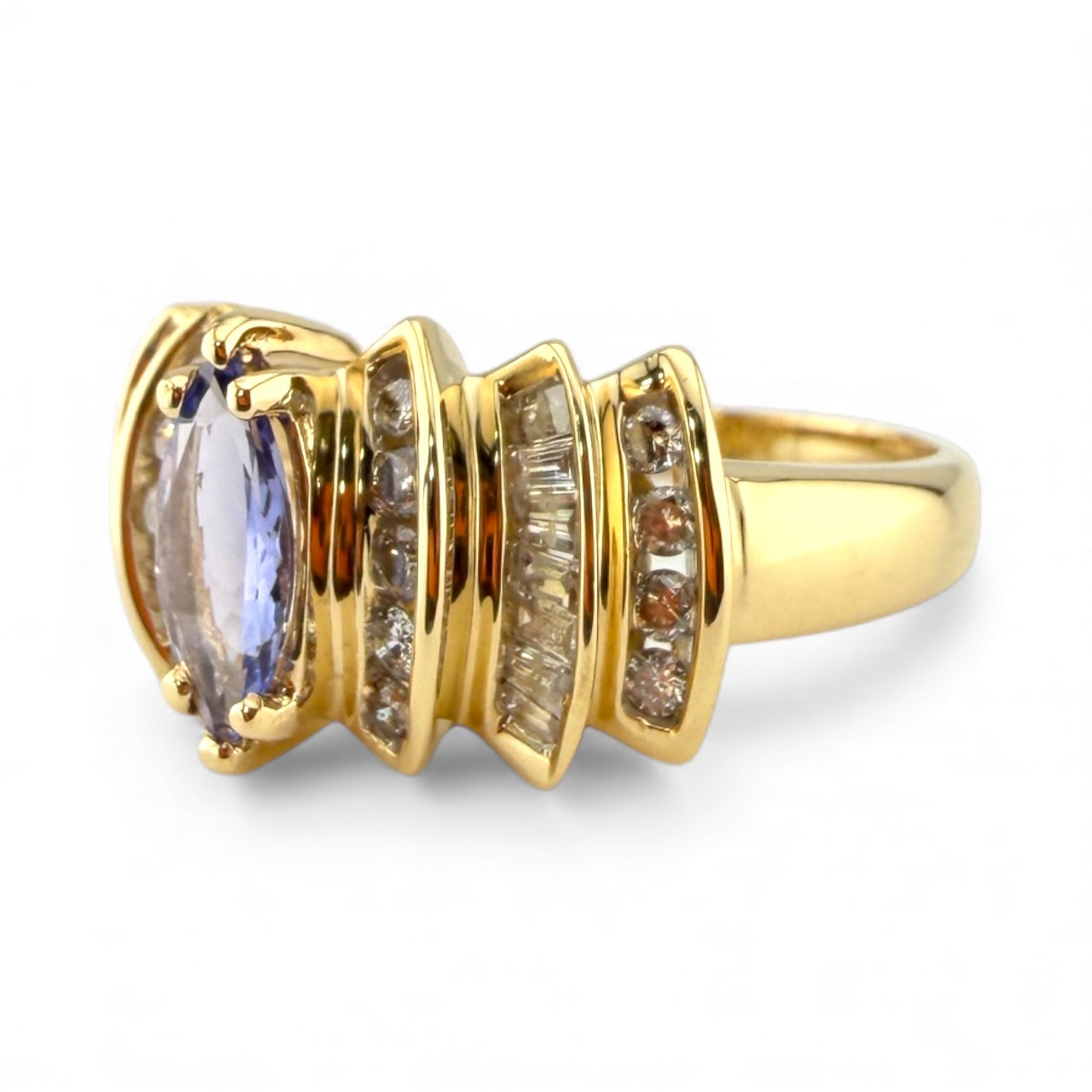Yellow 14K 1CT Tanzanite & .66CTW Diamond Ring