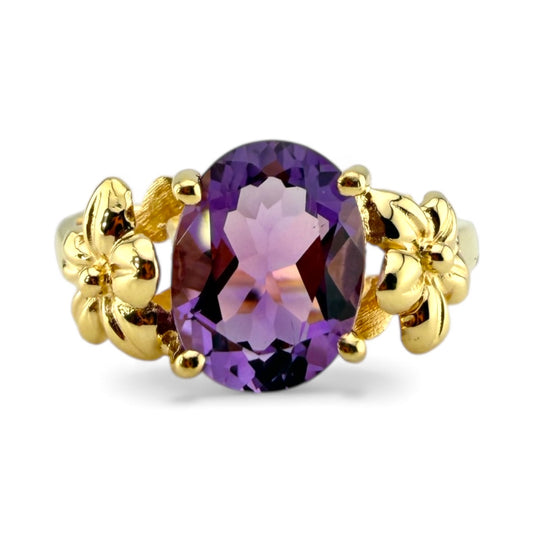 Yellow 14K Amethyst Floral Ring