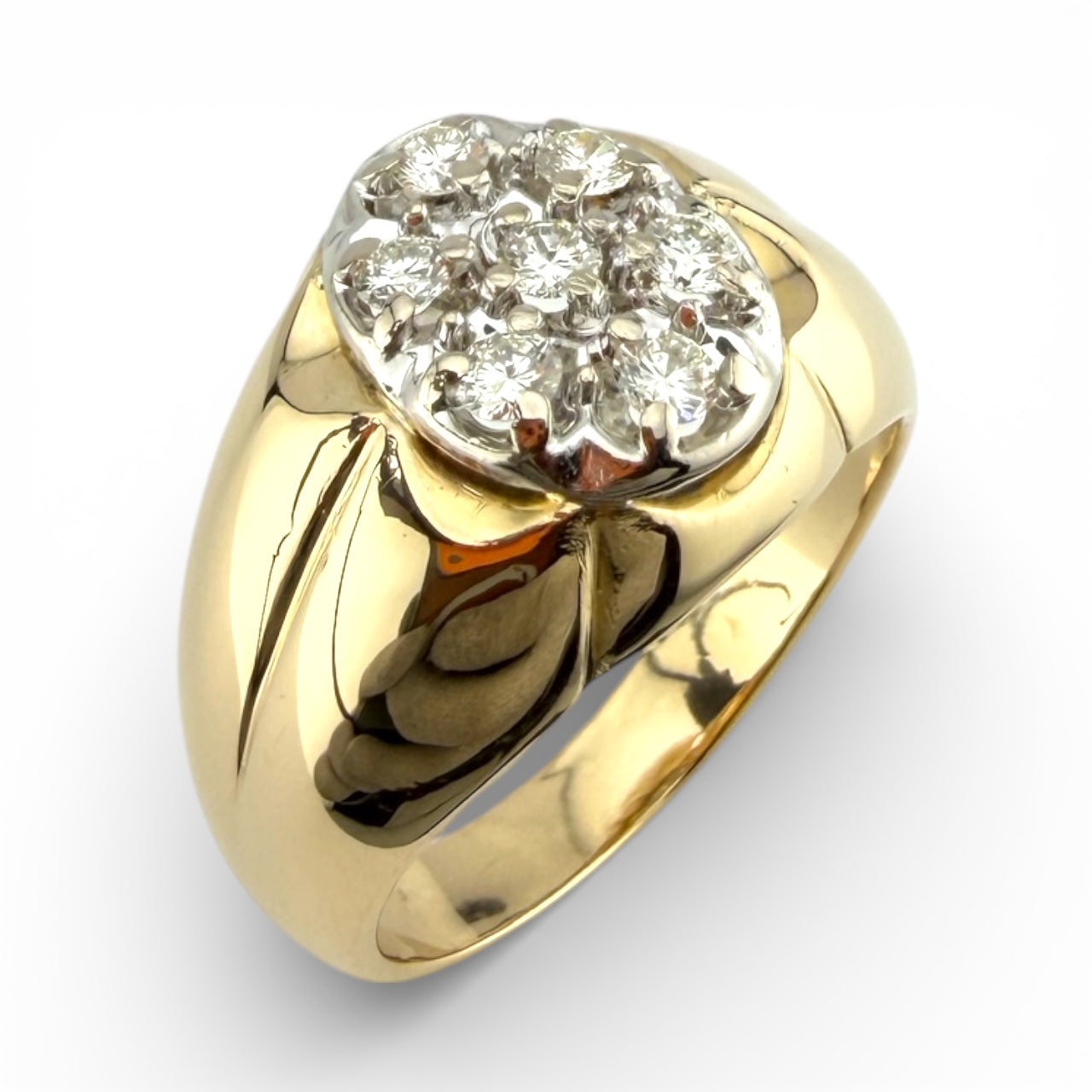 Yellow 14K .50CTW Diamond Cluster Ring