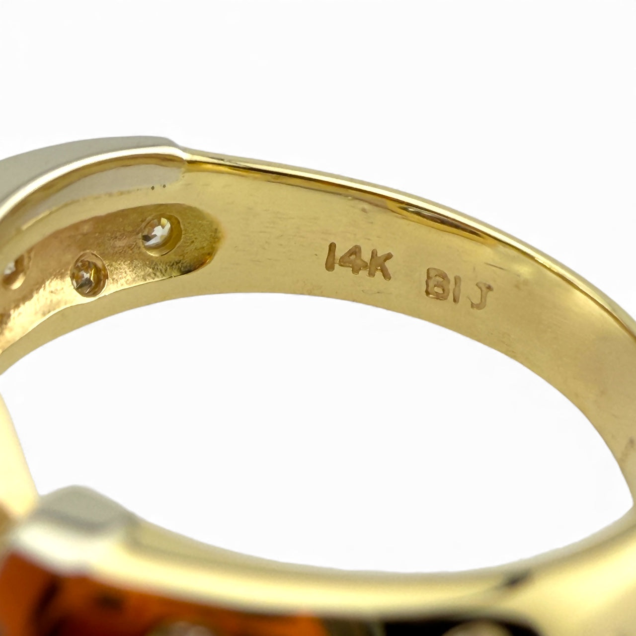 Yellow 14K Blue Topaz & .08CTW Diamond Ring