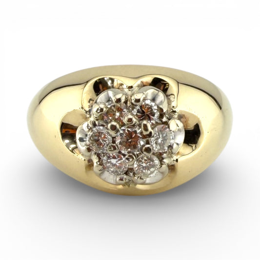 Yellow 14K .36CTW Diamond Cluster Ring