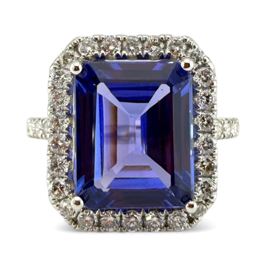 White 18K 4.38CT Tanzanite & .724CTW Diamond Ring