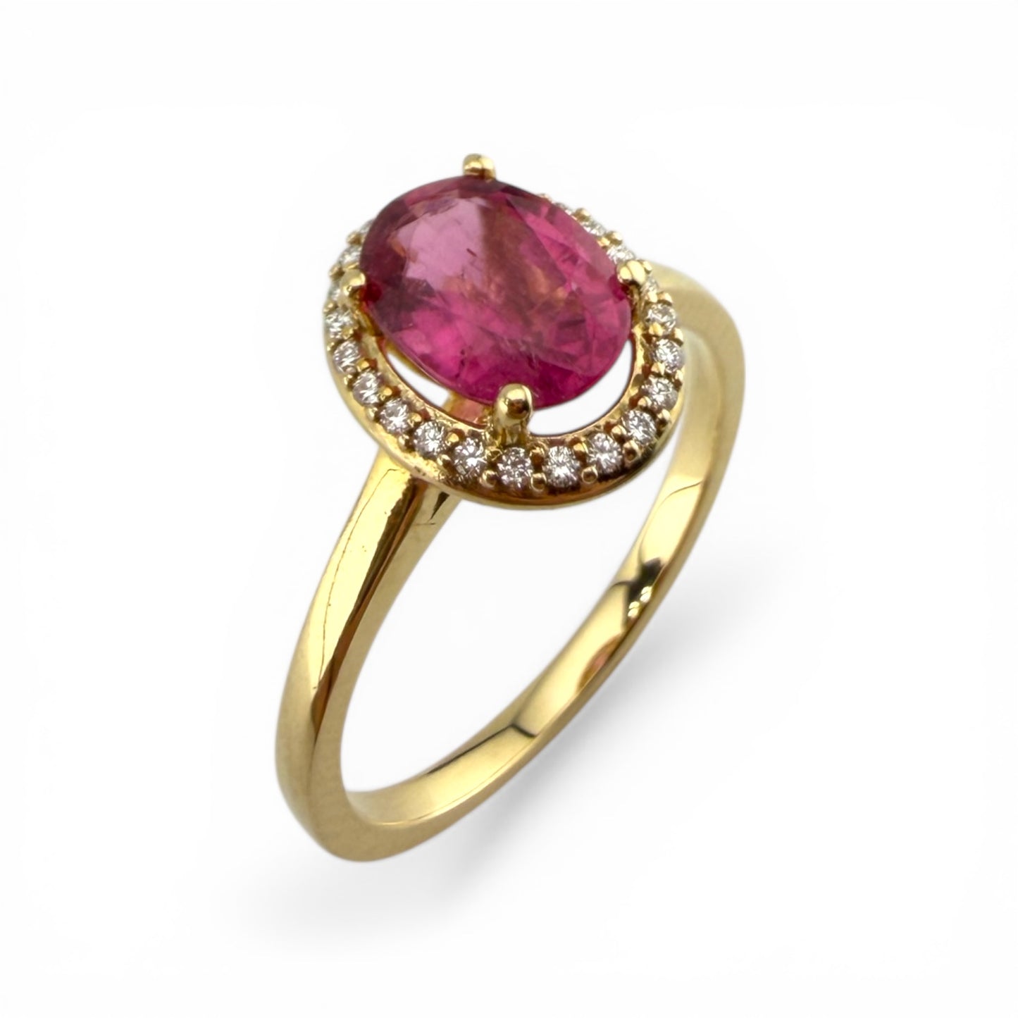 Y14K 1.35CT Tourmaline & .12CTW Diamond Ring