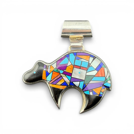 Sterling Silver Multi-Stone Bear Pendant