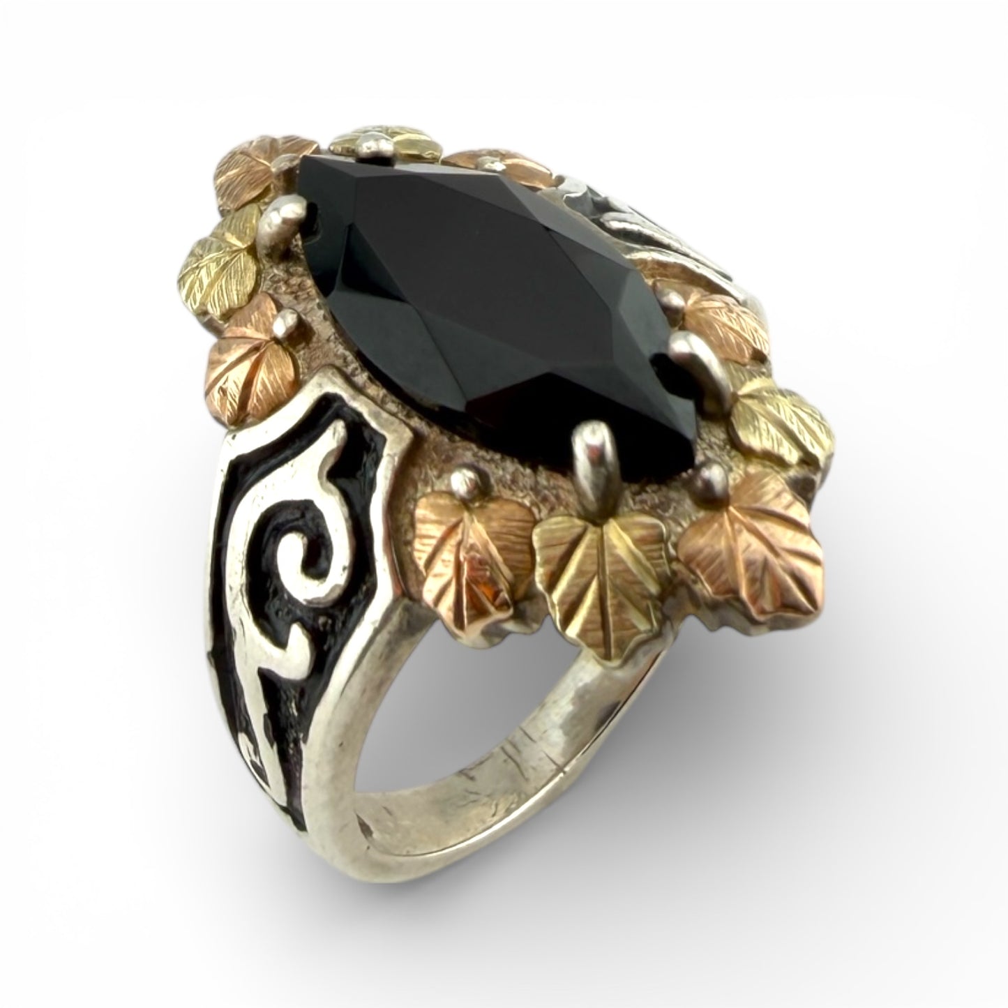 Sterling Silver & 12K Yellow Gold w/Onyx Ring