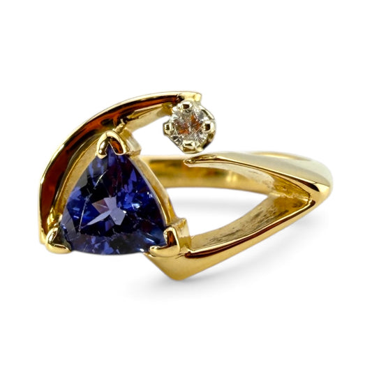 Yellow 14K .76CT Tanzanite & .06CT Diamond Ring
