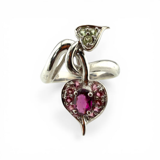 Sterling Silver Double Heart "Flower" Ring