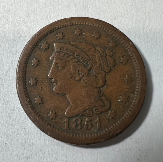 1851 Large Cent VF-20