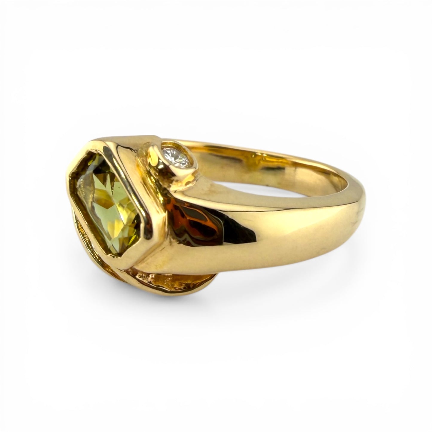 Yellow 14K Peridot & .25CTW Diamond Ring