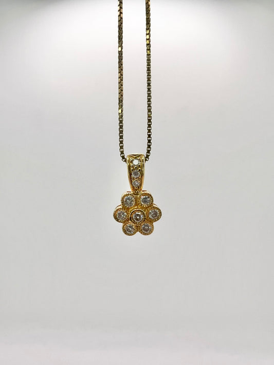 Y14K 16" Chain w/Y14K .25CTW Diamond Pendant