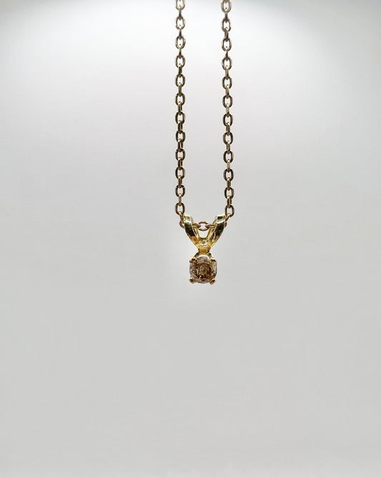 Y14K 18" Chain w/ Y14K .10CT Champagne Diamond Pendant