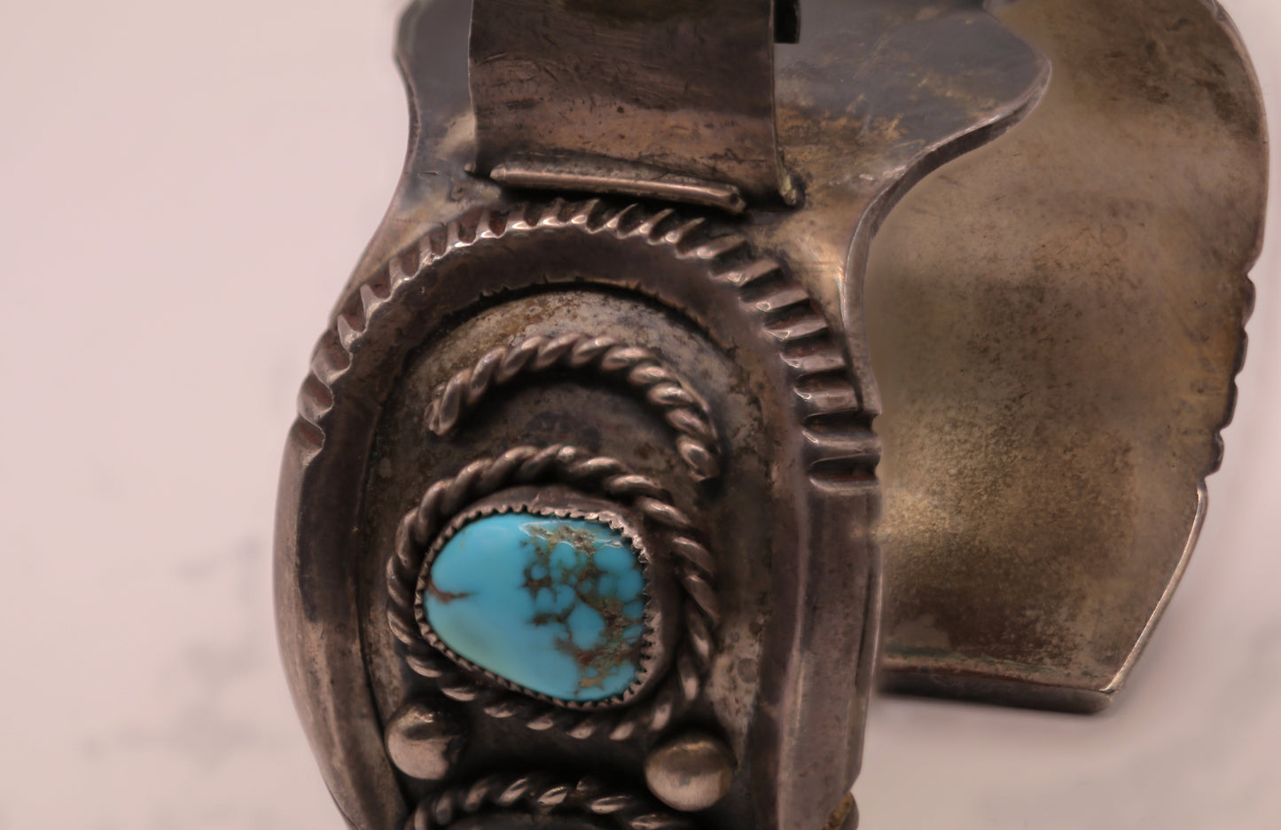 Sterling Silver Turquoise & Coral Watch Cuff