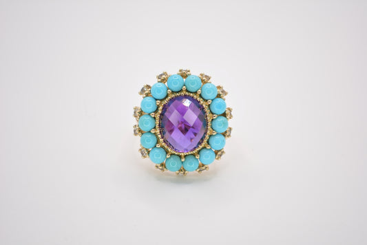 10K Turquoise & Amethyst Ring